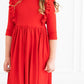 MR Red 3/4 Ruffle Twirl Dress