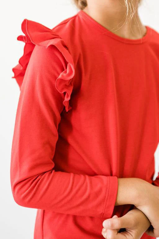 MR Red L/S Ruffle Tee