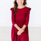 MR Burgundy Ruffle Twirl Dress
