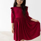 MR Burgundy Ruffle Twirl Dress