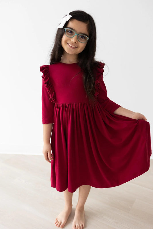 MR Burgundy Ruffle Twirl Dress