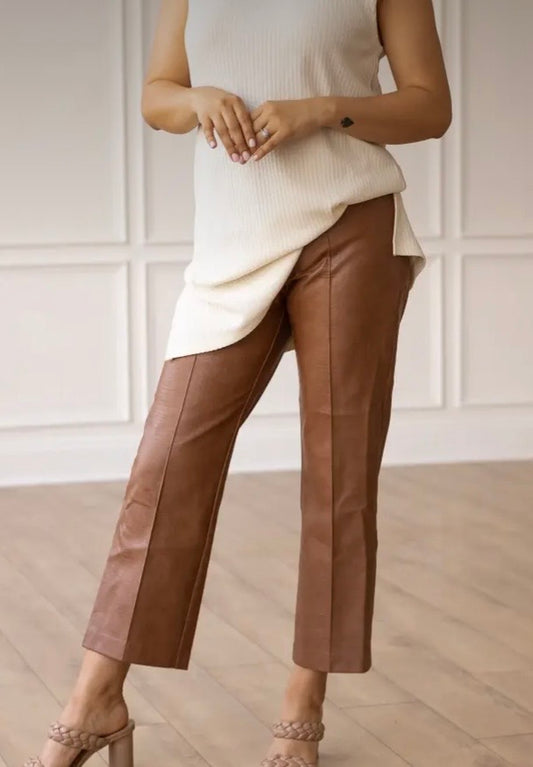 SS Edgy Brown Leather Pants