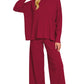 Burgundy Brushed Stretch Boxy Top & Wide Pant Set