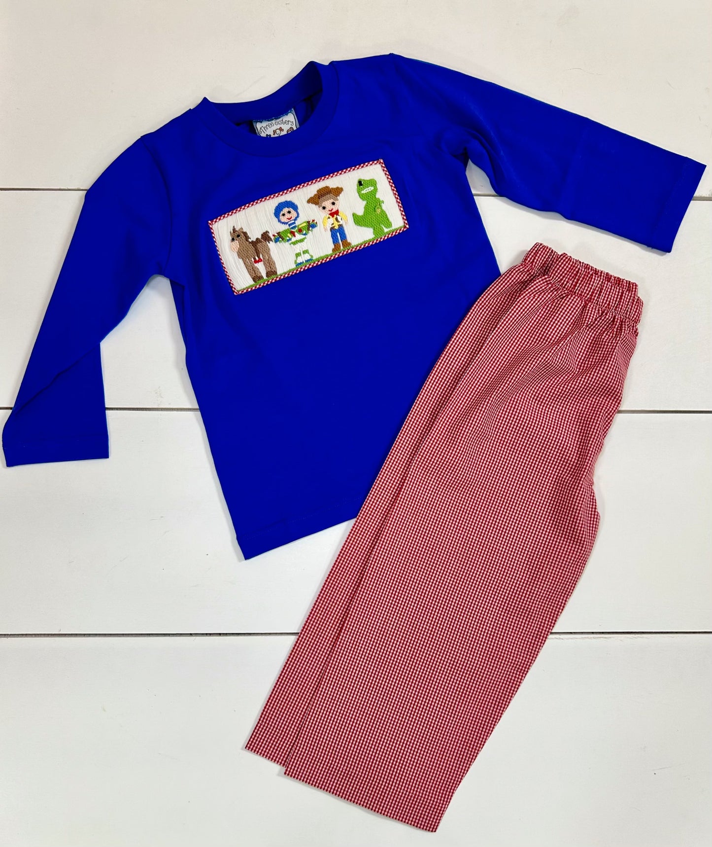 Three Sisters Toy Time Smocked Boys Pants Set