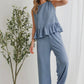 SS-Ribbed Ruffle Tank Set