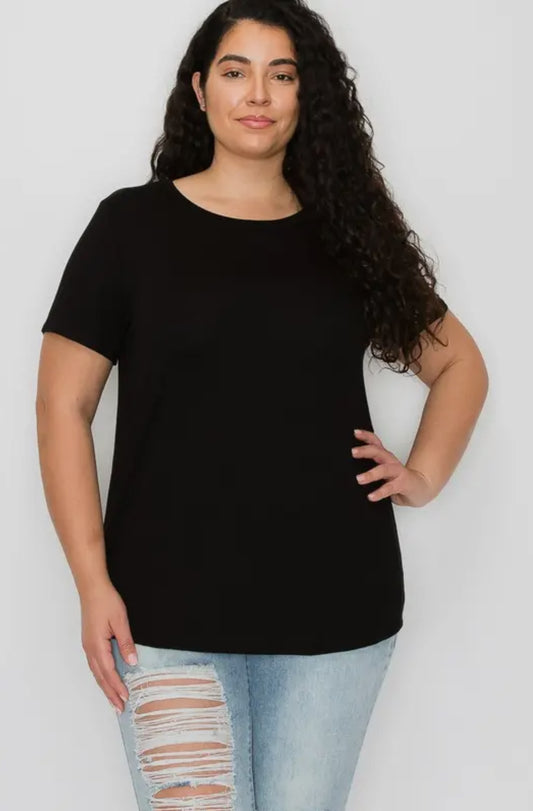 SS-Basic Solid Short Sleeve Top