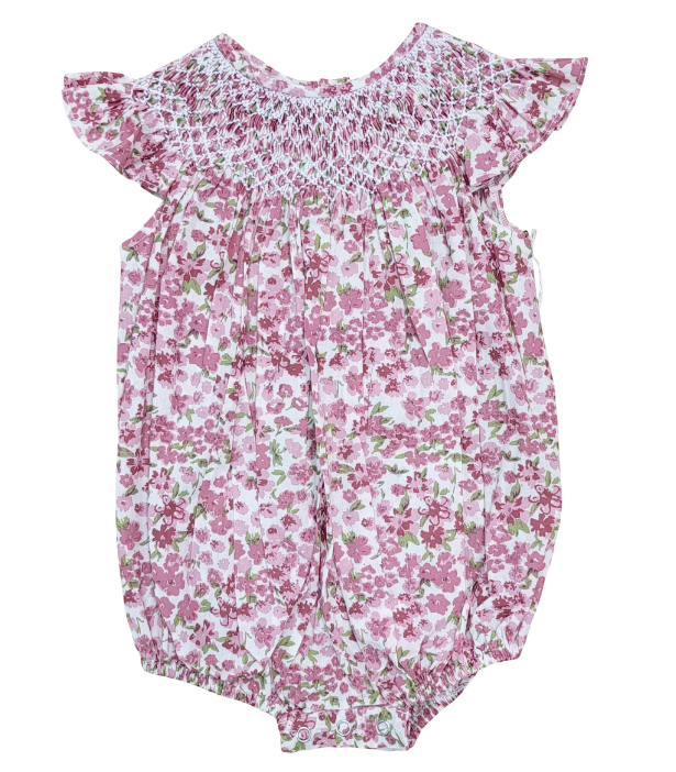 Jane Pink Floral Smocked Bubble