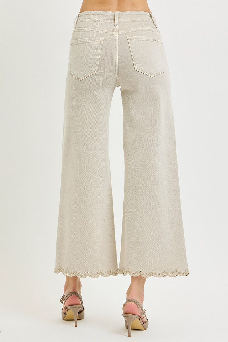 Risen Almond Eyelet Hem Jeans