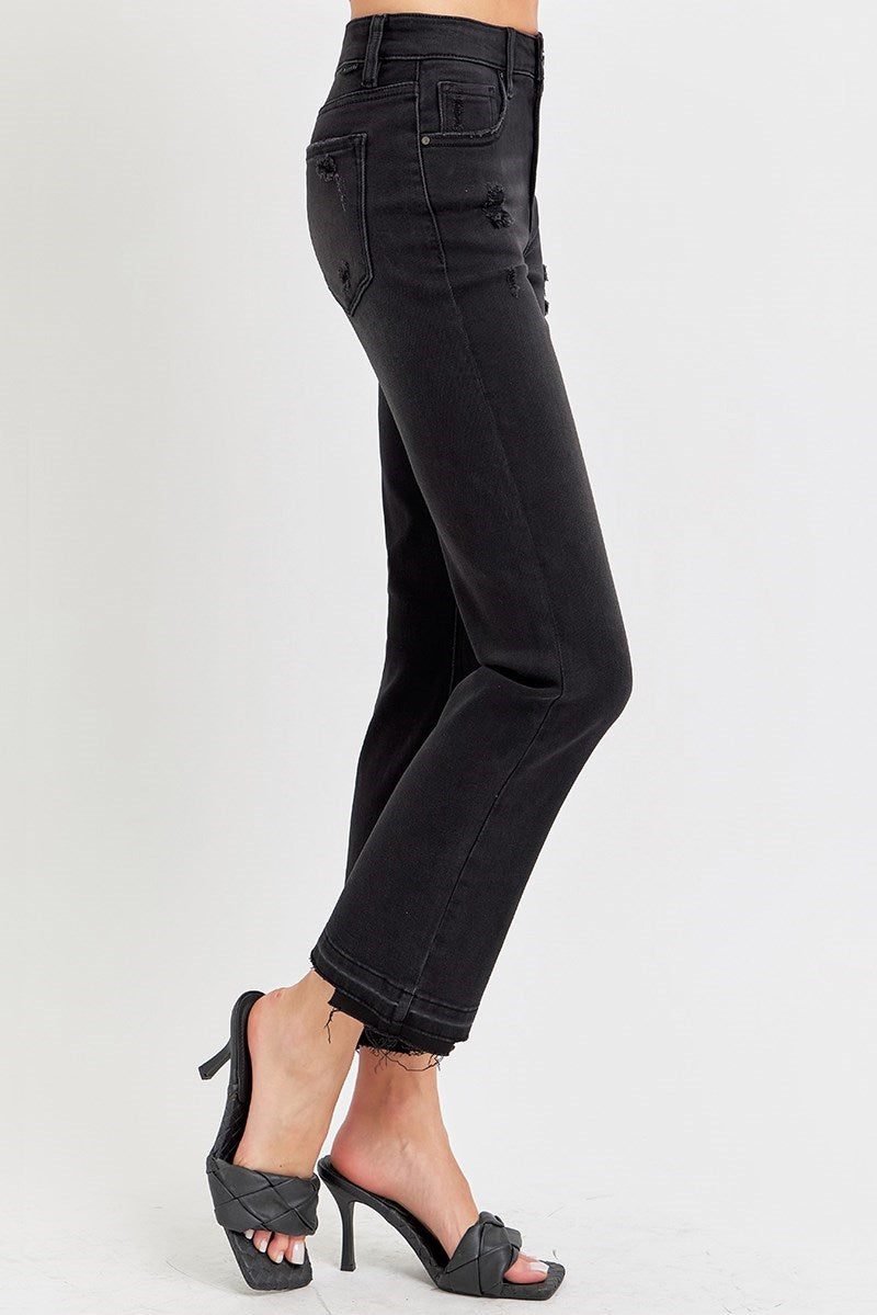 Risen Black Ankle Straight Jeans