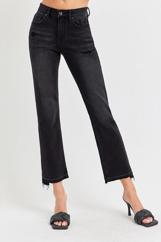 Risen Black Ankle Straight Jeans