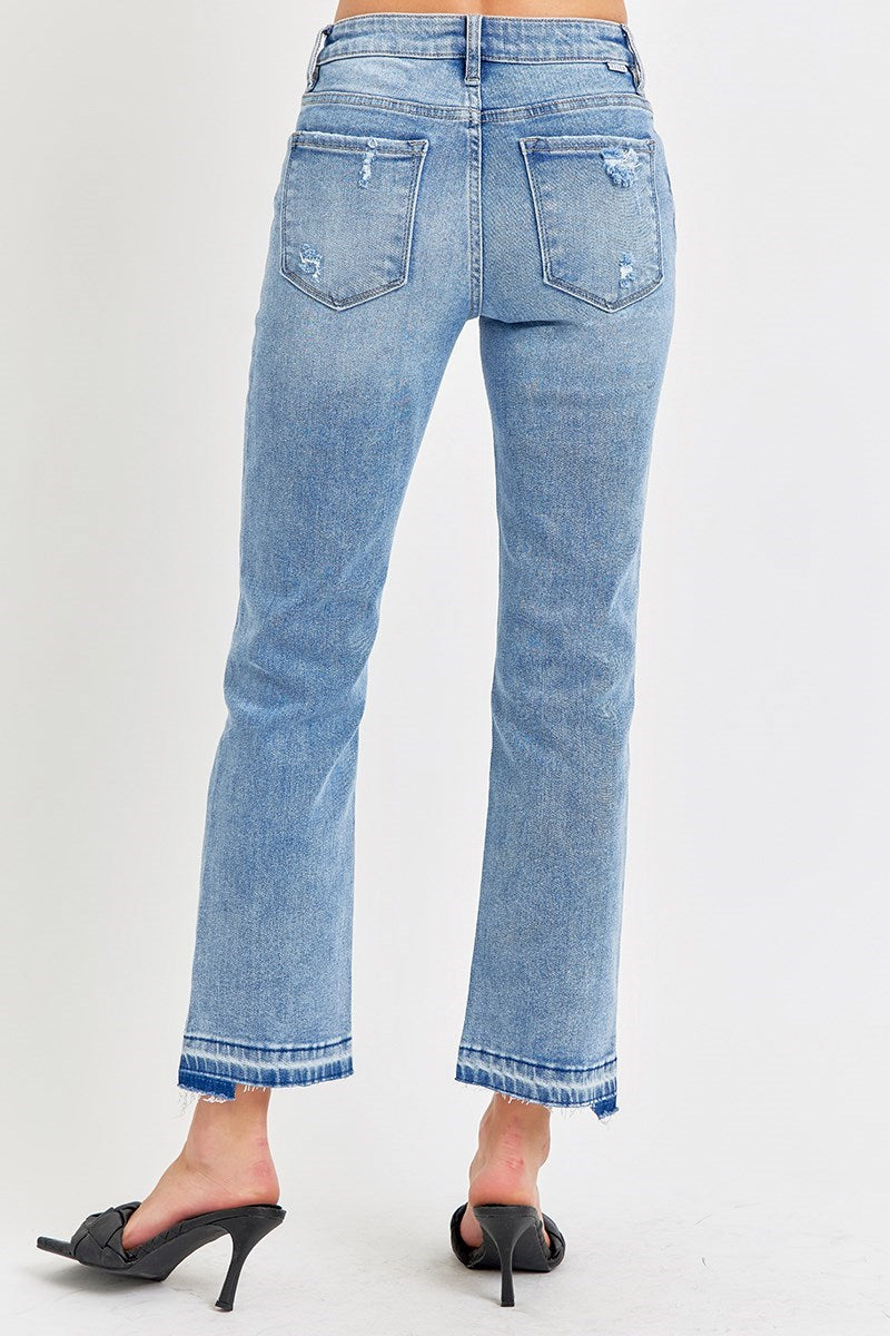 Risen Uneven Hem Jeans