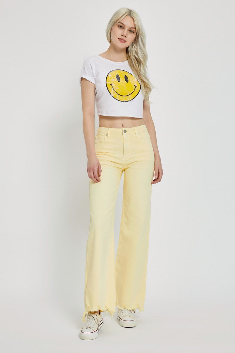 Pale Yellow RISEN WIDE LEG JEANS