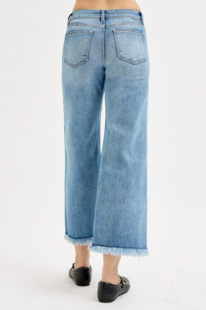 Risen Mid Rise Crop Wide Leg Jean