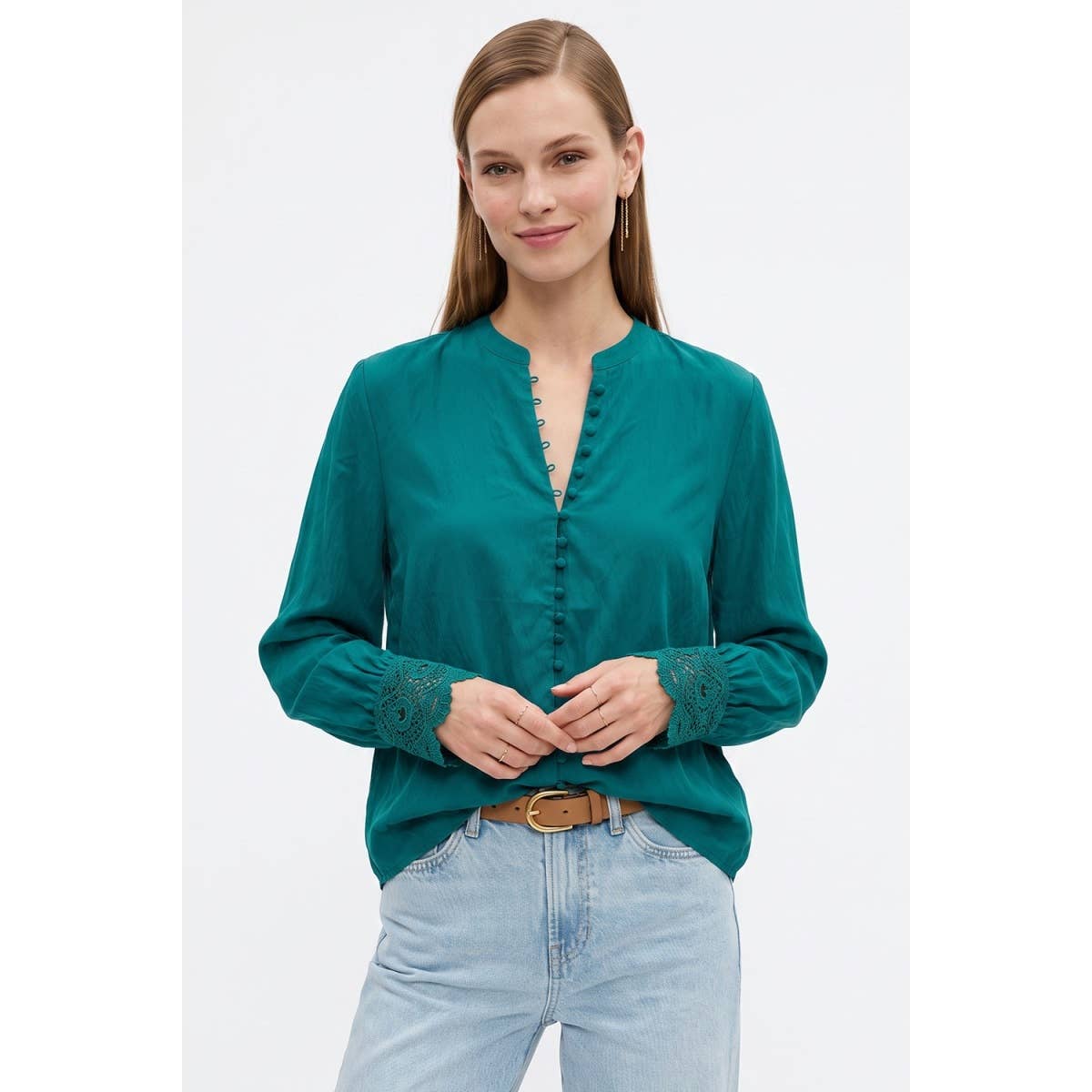 Lace Cuff Olive Top