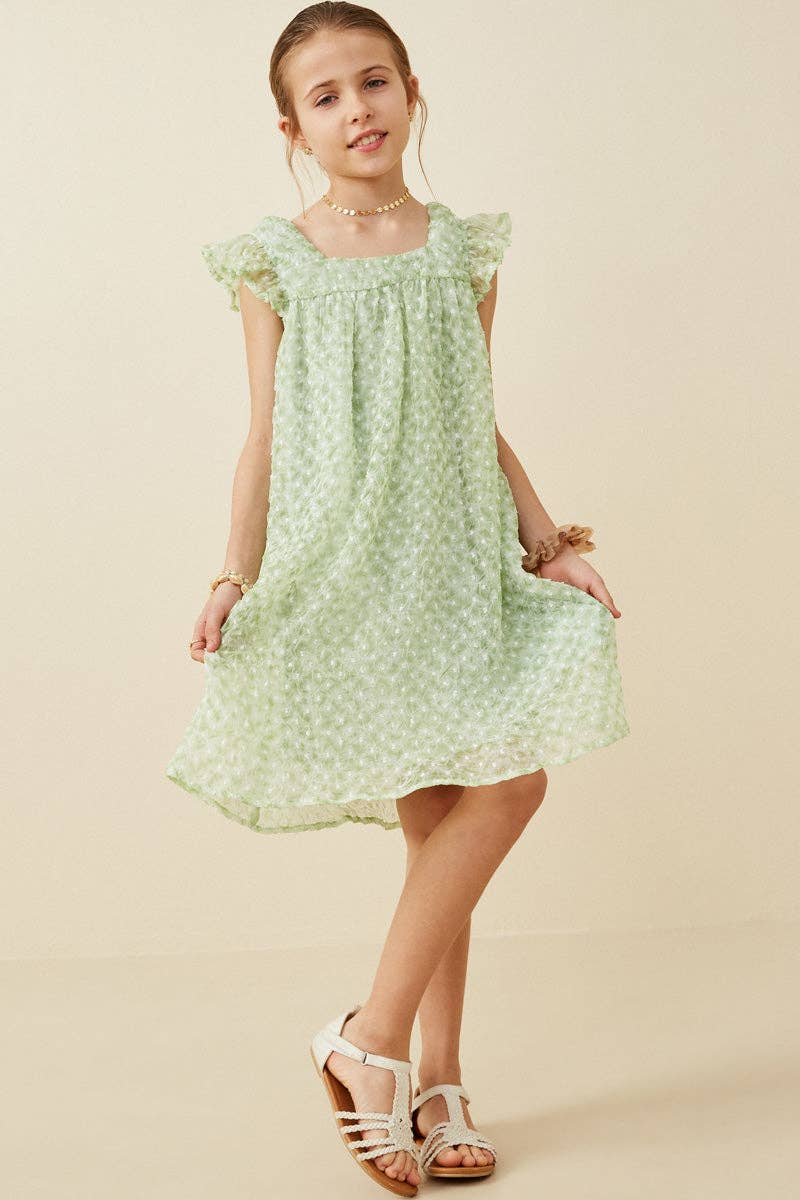 Girls Green Flutter Dress