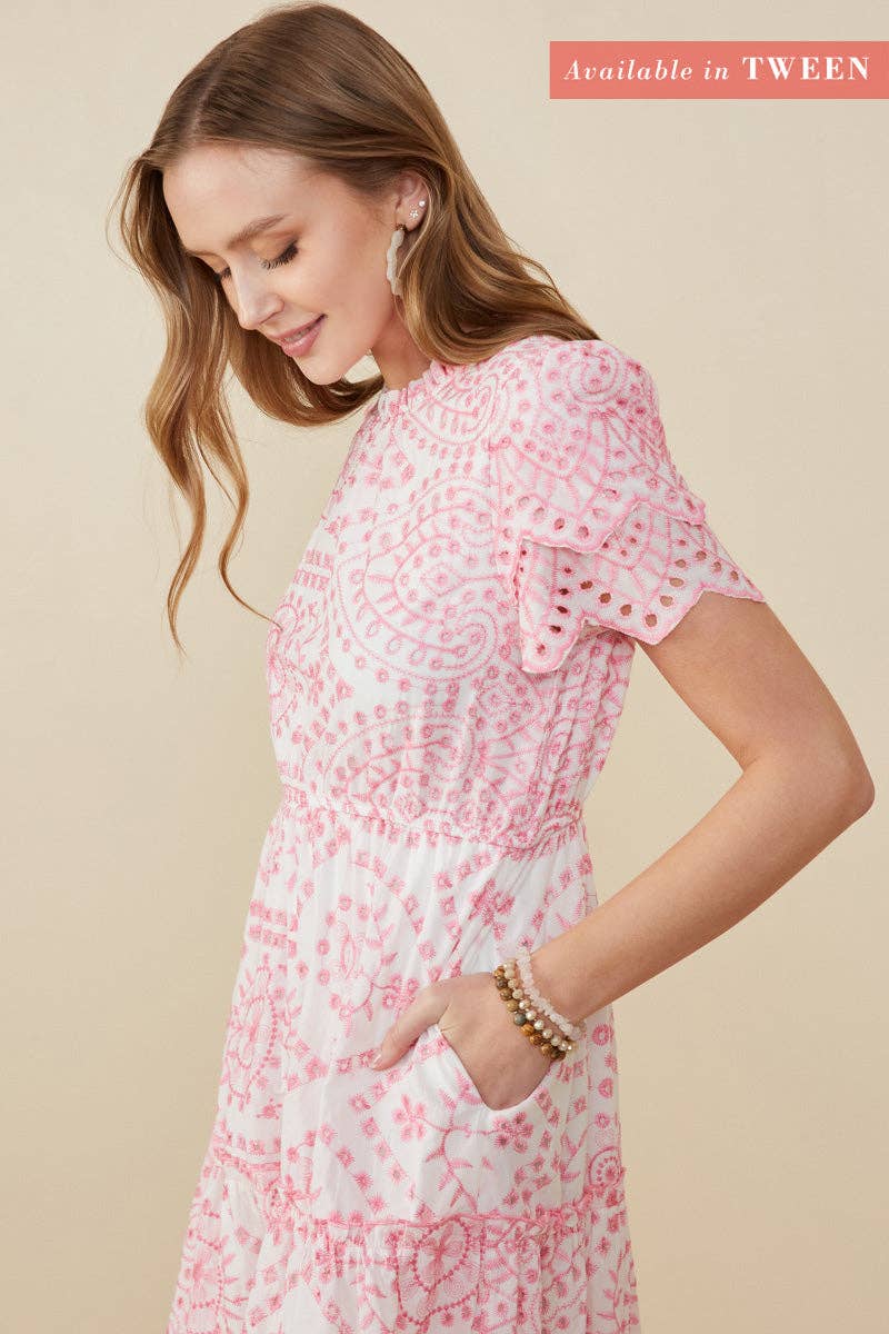 Girls Blue Floral Midi Dress