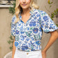 Blue Floral Print Top