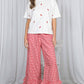 Gingham Ruffled  Cropped Pants
