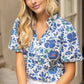 Blue Floral Print Top