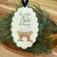 Green Cut Out Baby Jesus Wood Ornament