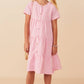 Girls Pink Striped Seersucker Dress