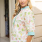 Contrast Button Down Floral Embroidered Top