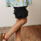 Kids Blue Retro Smiley Daisy Ruffle Spring Summer Short Set