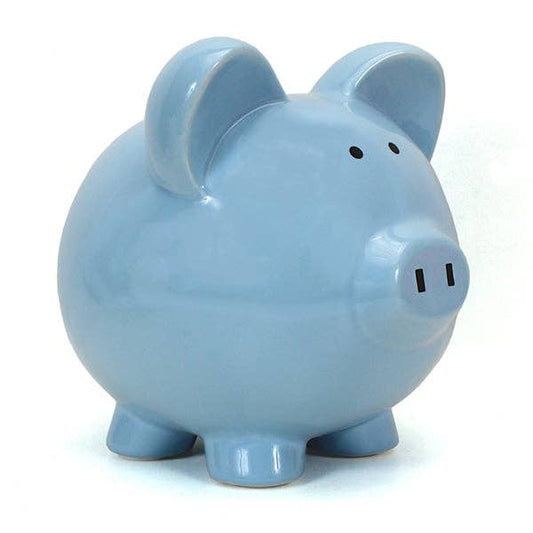 Large Blue Ceramic Piggy Bank