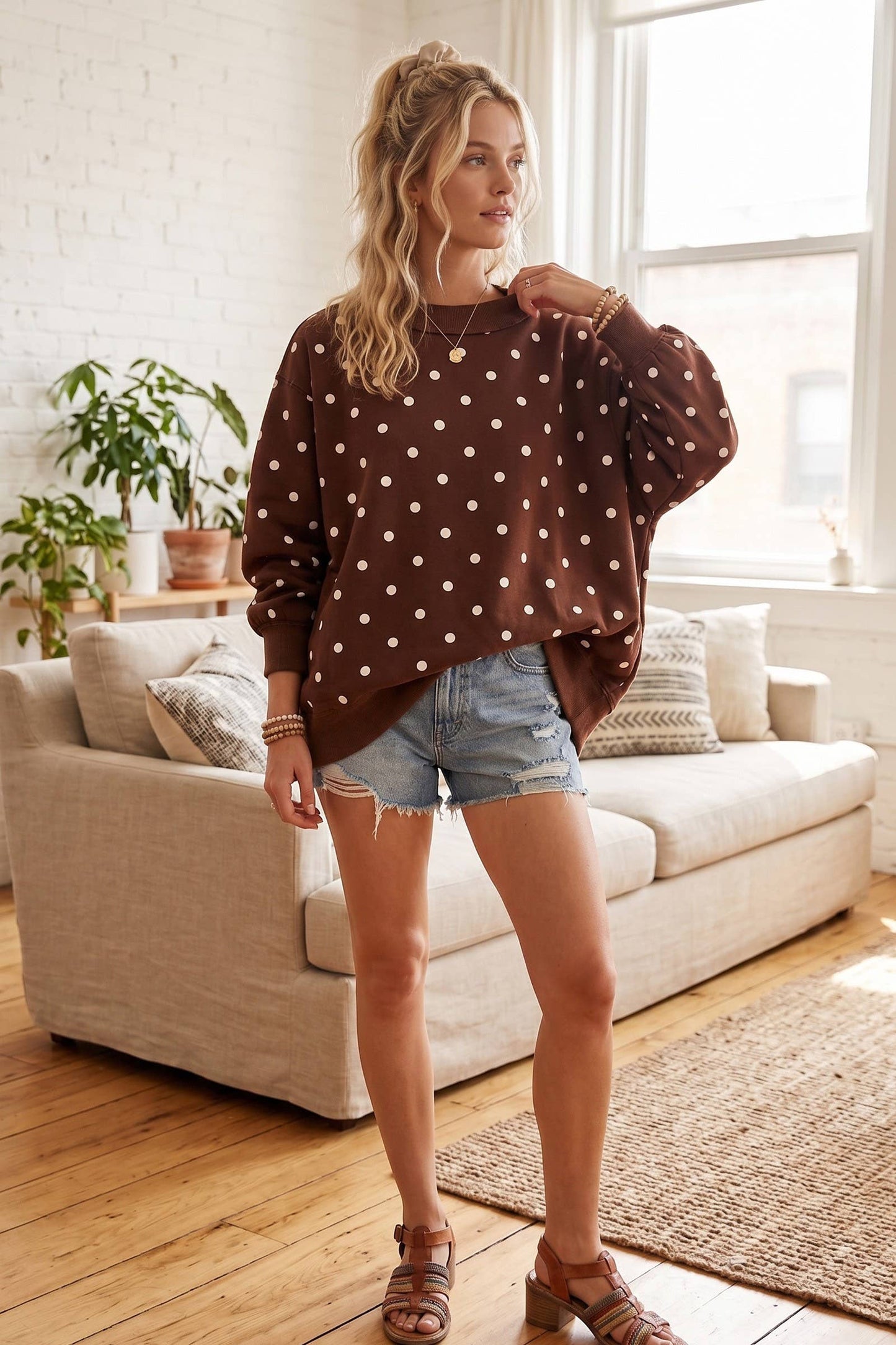 Polka Dot Scuba Pullover