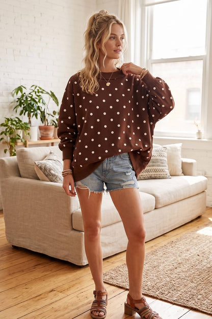 Polka Dot Scuba Pullover