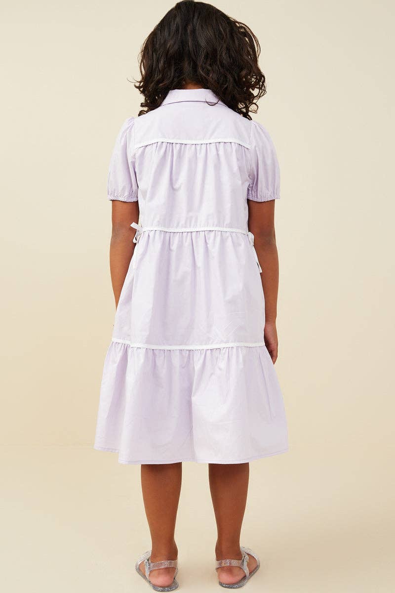 Girls Lavender Collared Dress