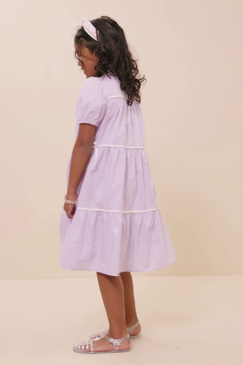 Girls Lavender Collared Dress