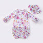Plum Rosette Baby Gown