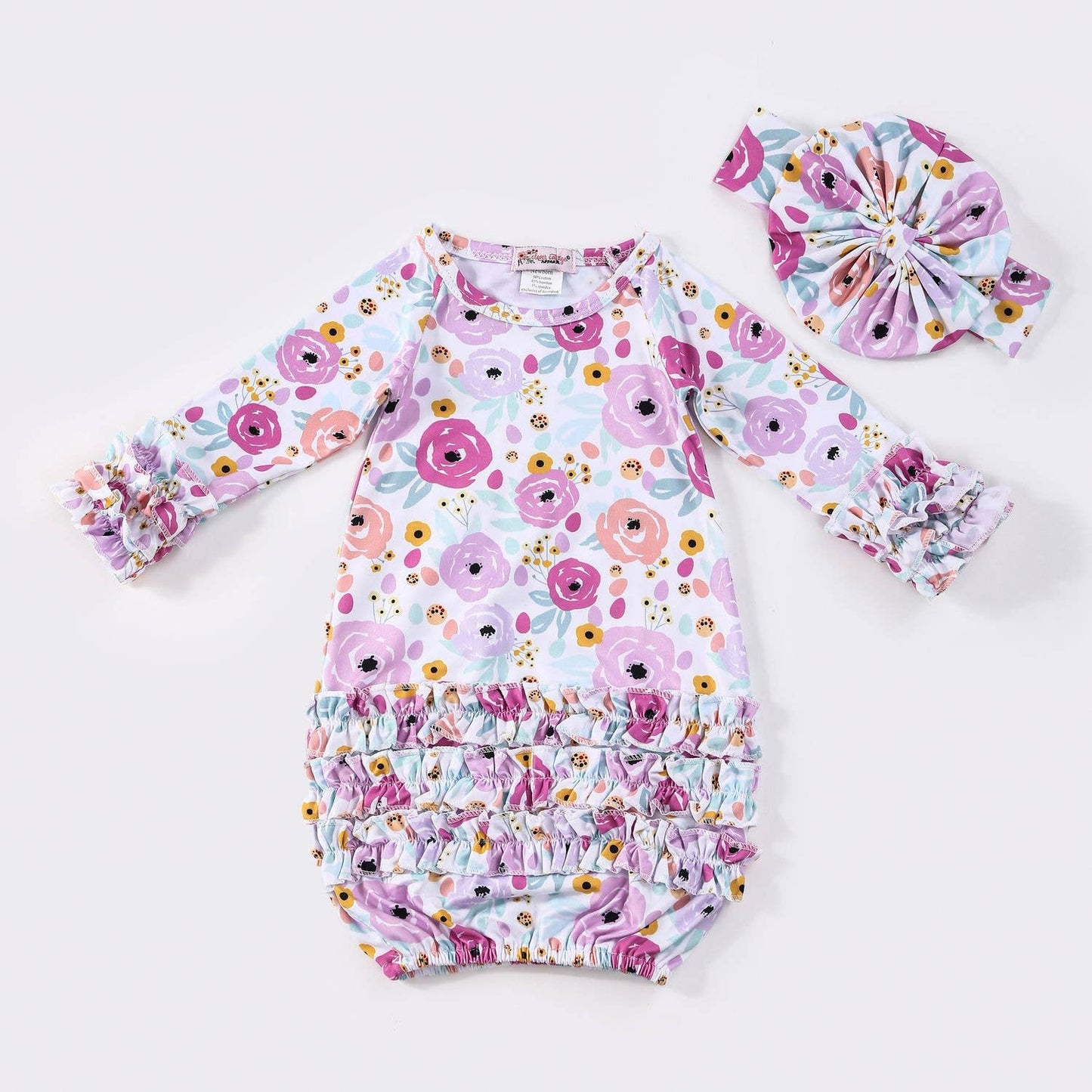 Plum Rosette Baby Gown