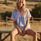 Half Zip Striped Top & Shorts Set