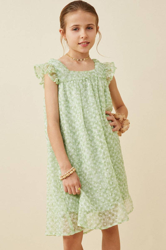 Girls Green Flutter Dress