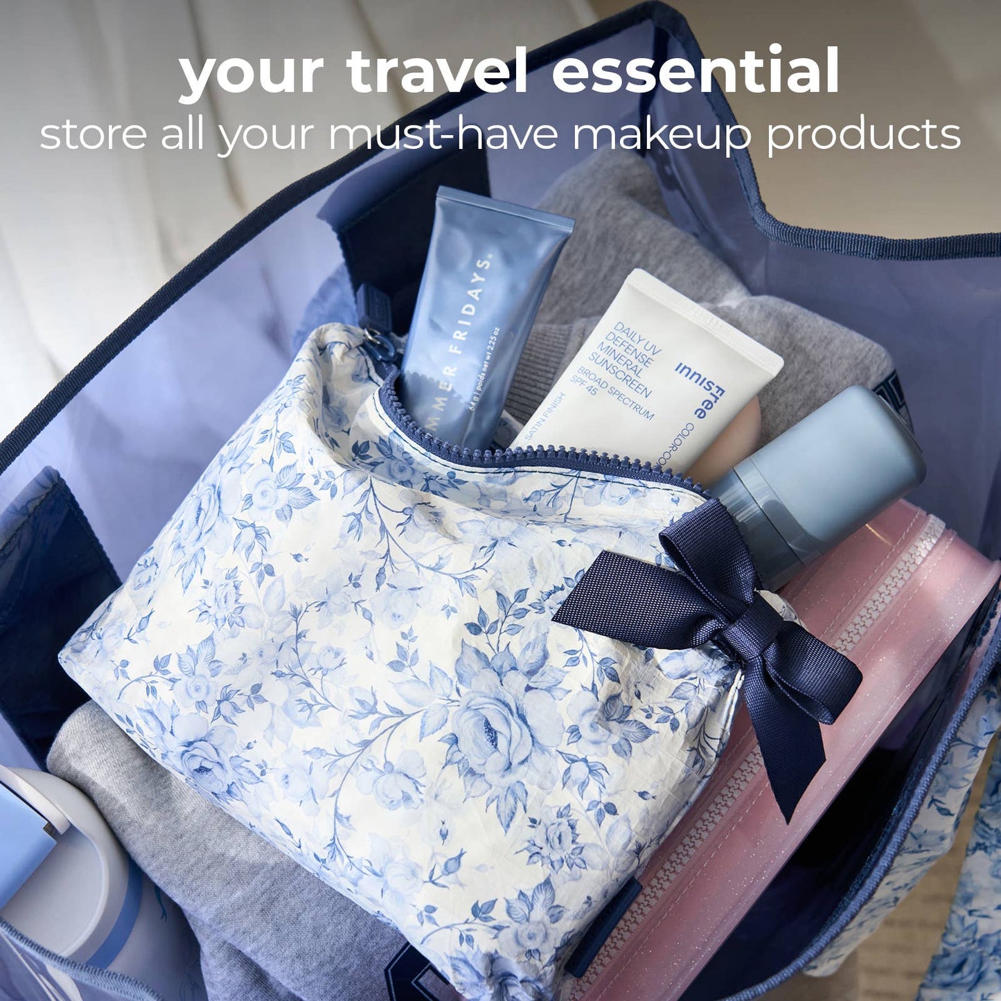 Case-Mate Navy Crinkle Makeup Bag