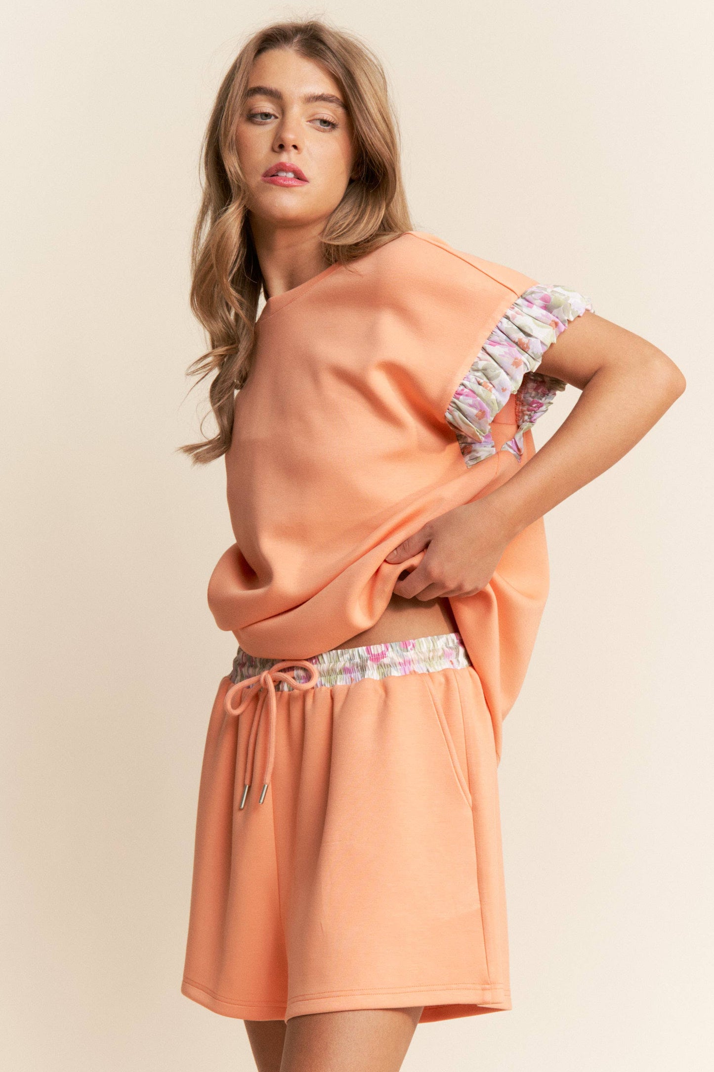 Floral Detail Shorts Set