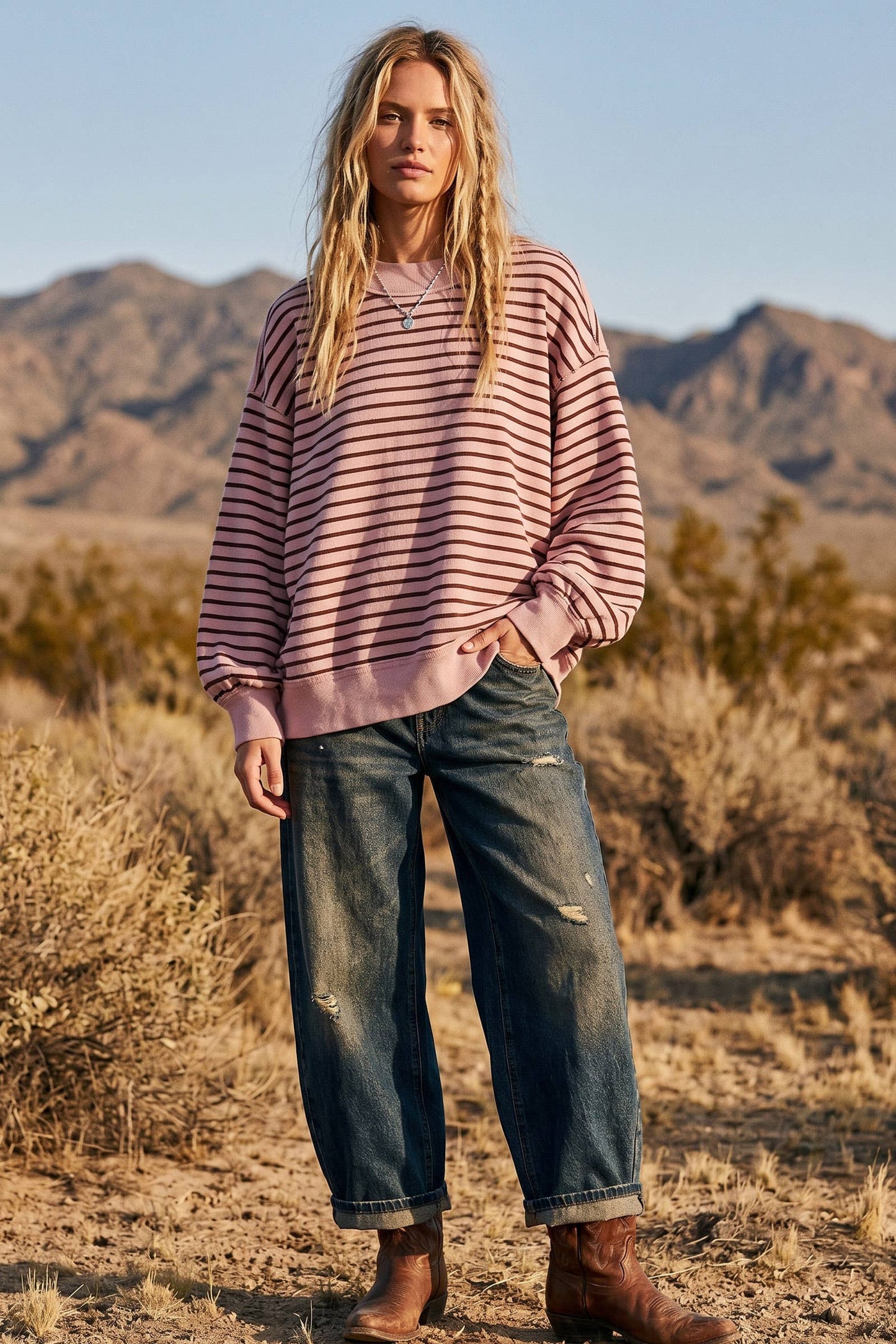 Oversized Striped Pullover