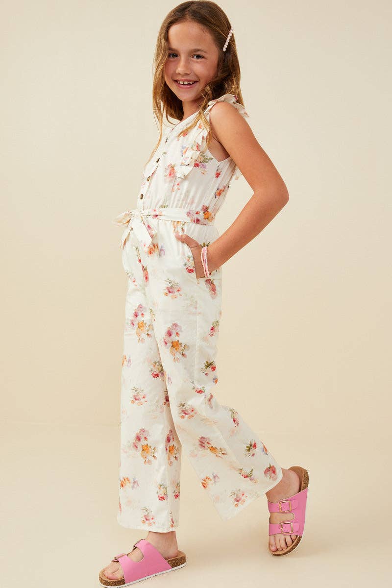 Girls Floral Jumpsuit