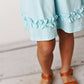 Kids Pastel Blue Ruffle Button Spring Summer Dress