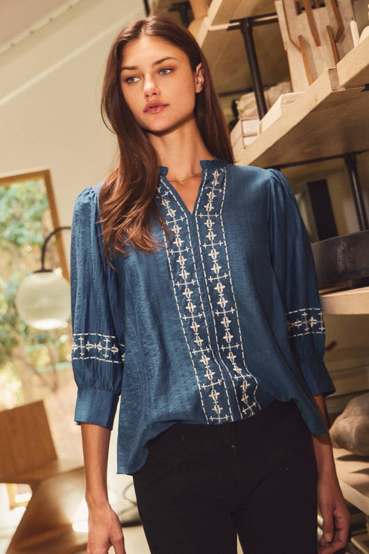 Crinkled Solid Blouse