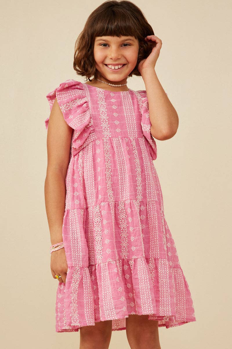 Girls Blue Embroidered Lace Dress