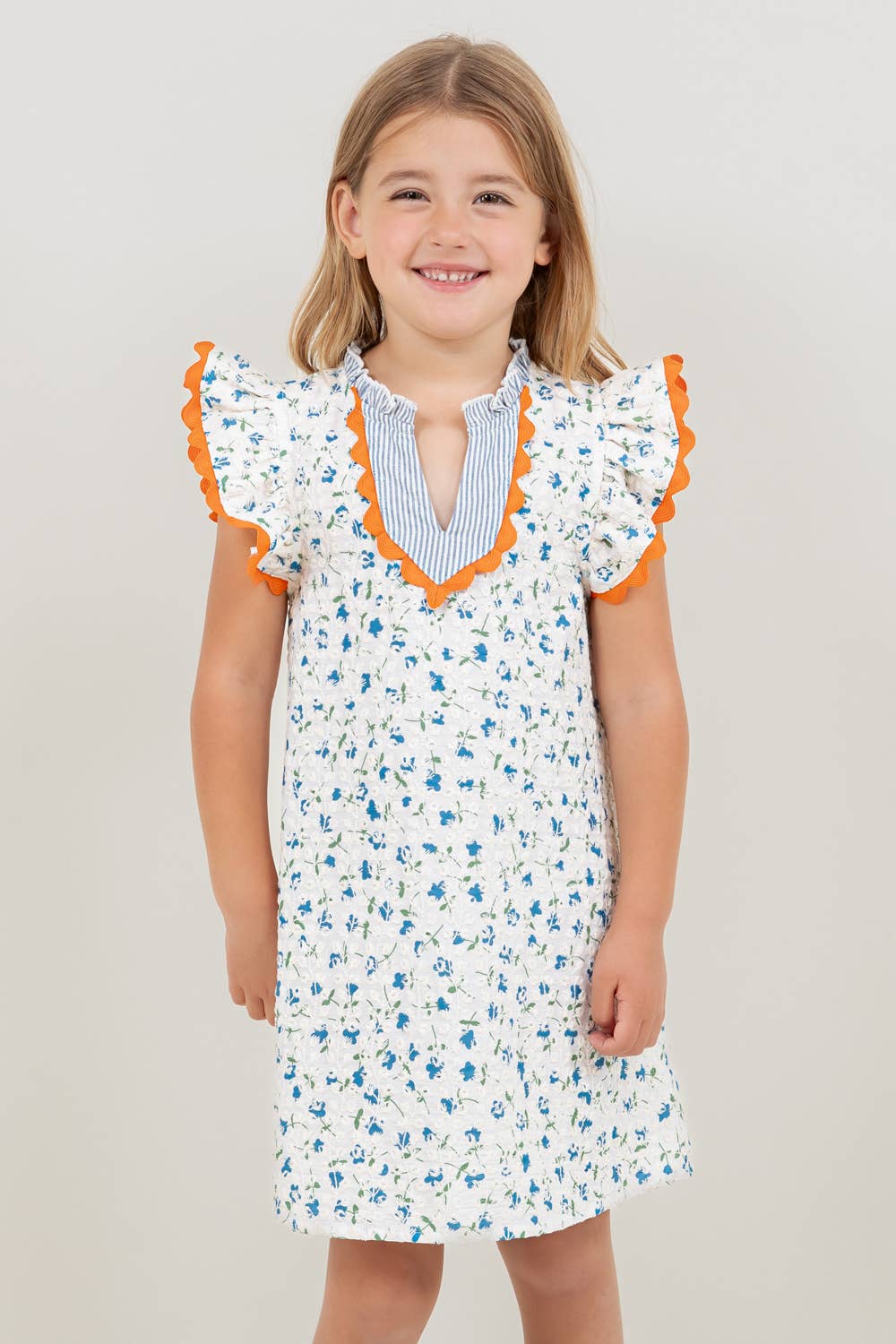 Floral Embroidered Striped Dress