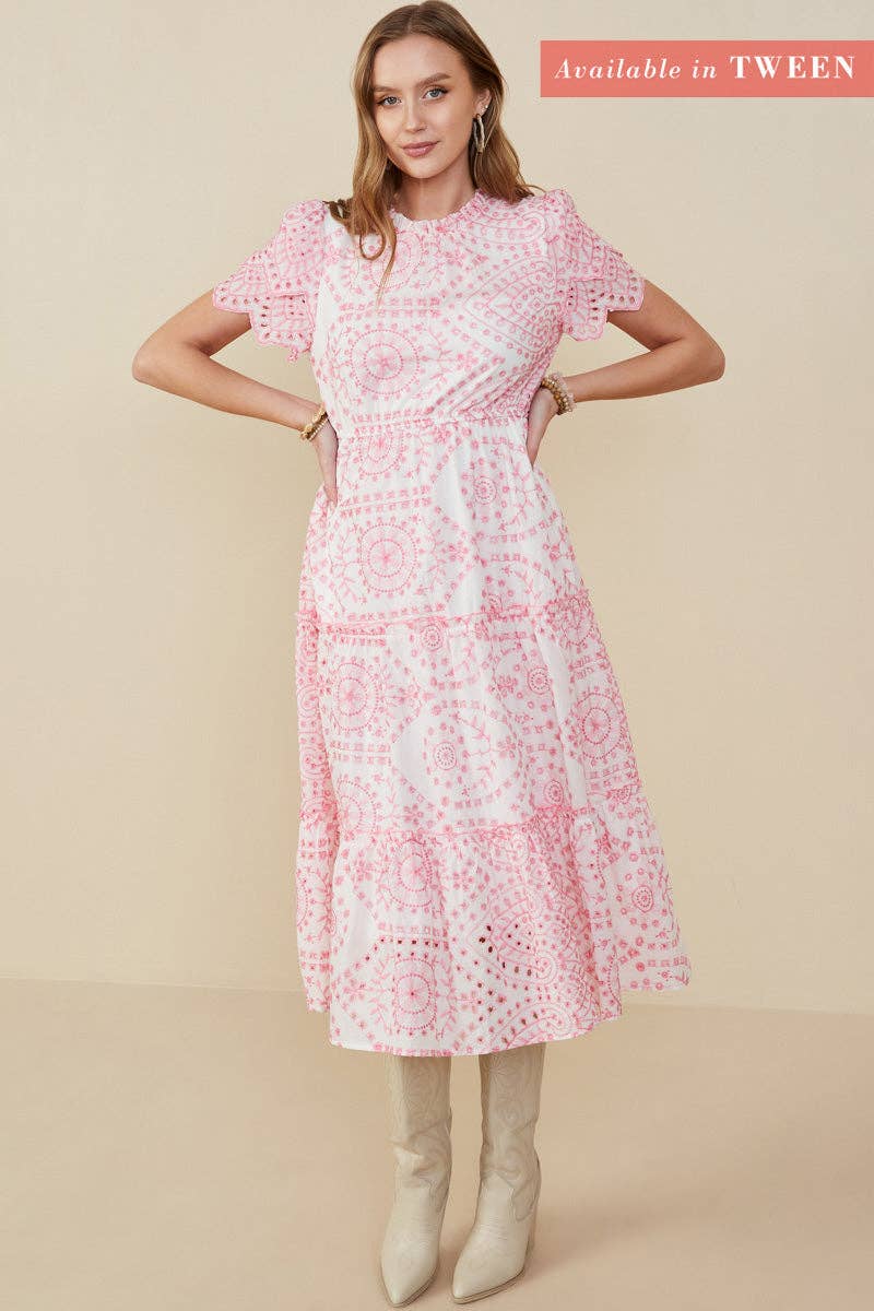 Girls Blue Floral Midi Dress