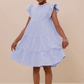 Girls Piped Ruffle Detail Dress