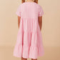 Girls Pink Striped Seersucker Dress