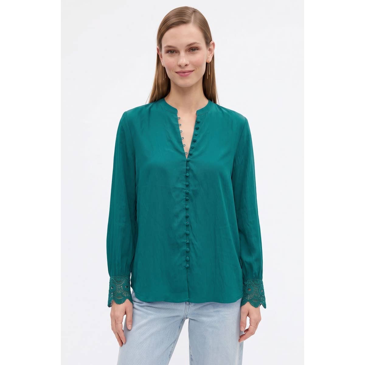 Lace Cuff Olive Top