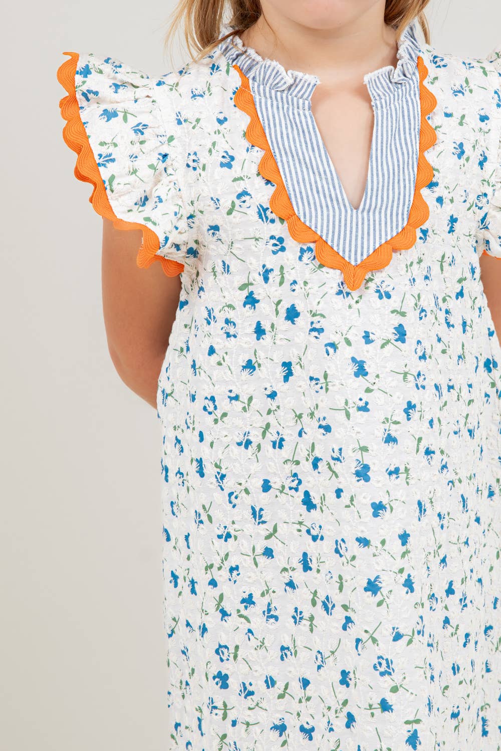 Floral Embroidered Striped Dress