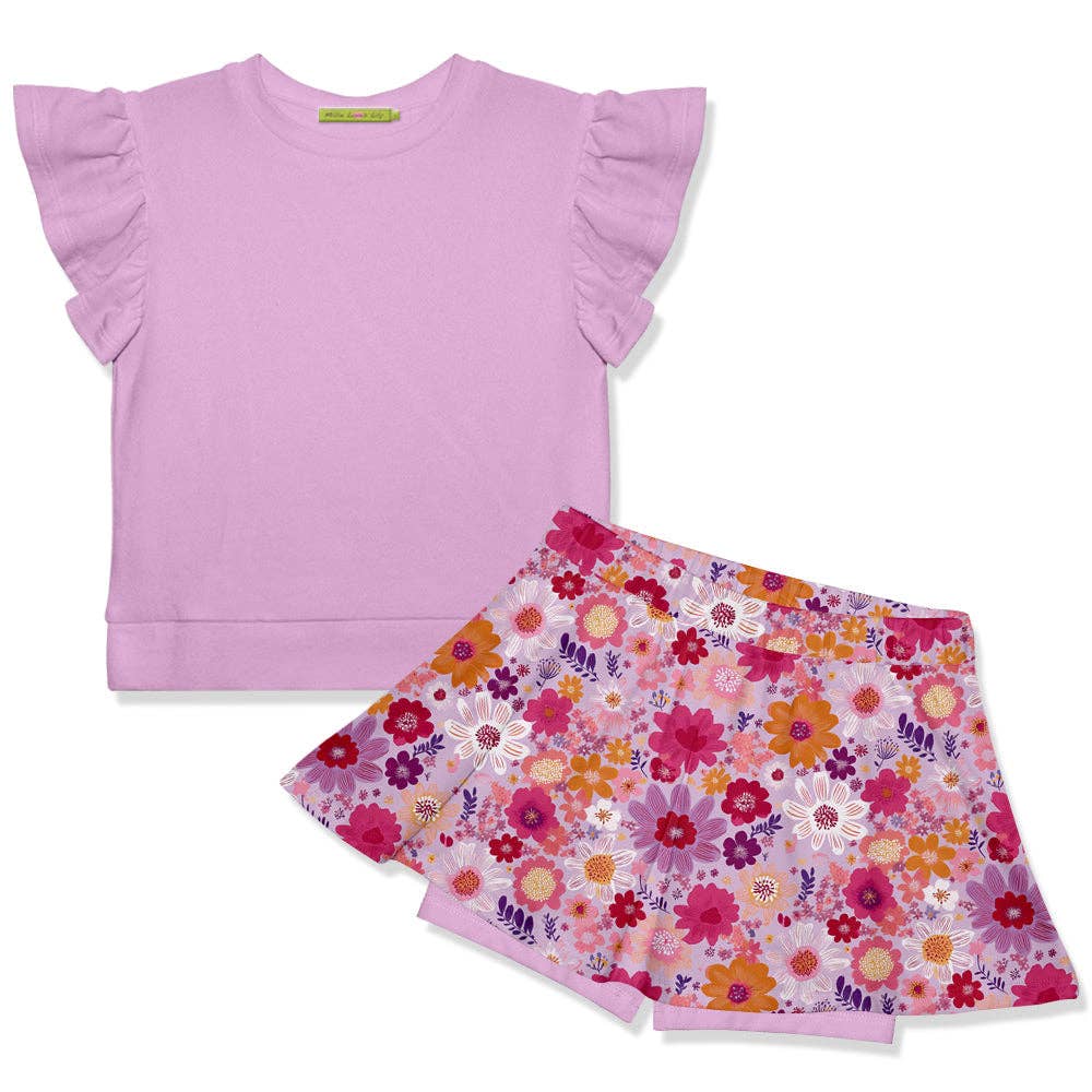 Girls Lilac Fr Terry Top & Firefly Floral Skort